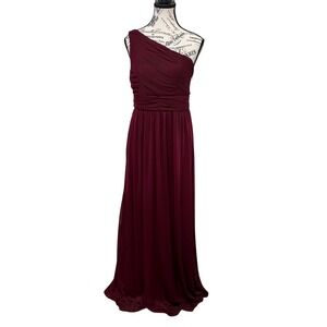 Reverie One Shoulder Formal‎ Dress Pleated Bodice Gown Burgundy Size 6